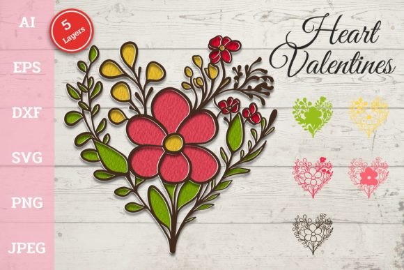 3D Floral Heart: A 3D SVG for Paper Flowers