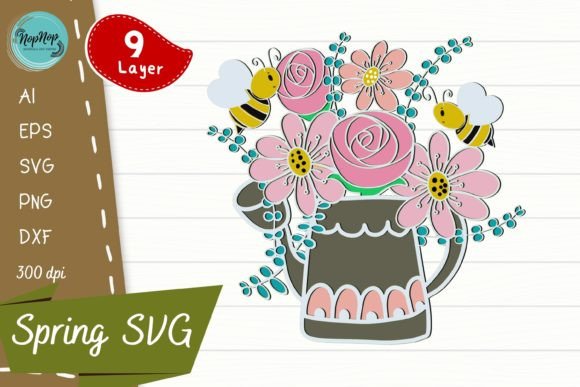 3D Flower and Bees: 3D SVG for Paper Flowers