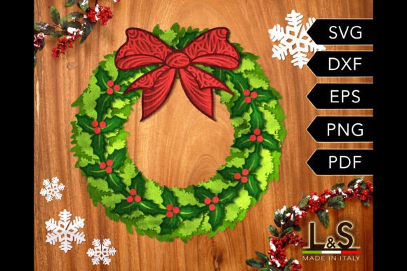 3D Layered Christmas Wreath: Laser Cutting Wall Decor