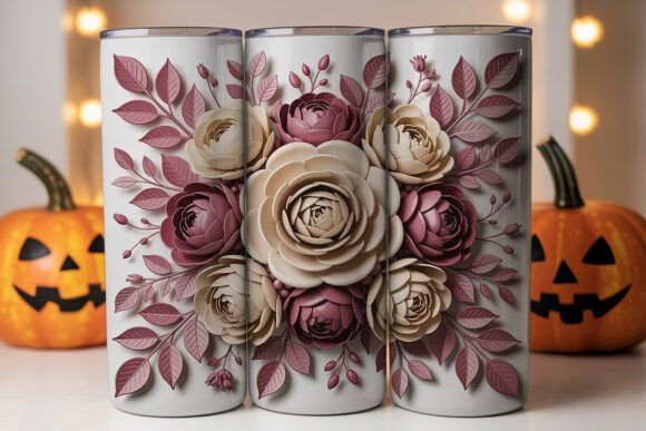3D Layered Flowers Graphics for Tumbler Wraps