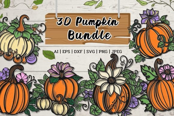 3D Layered Halloween Pumpkin Bundle: Laser Cutting Branding