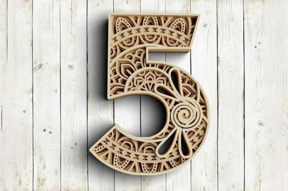 3D Layered Number Five SVG DXF for Crafts Graphics