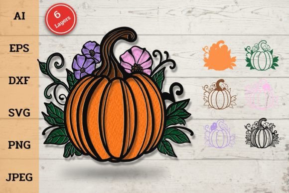 3D Layered Pumpkin for Laser Cutting & Autumn Halloween