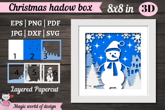 3D Shadow Box Snowman SVG for Home Décor