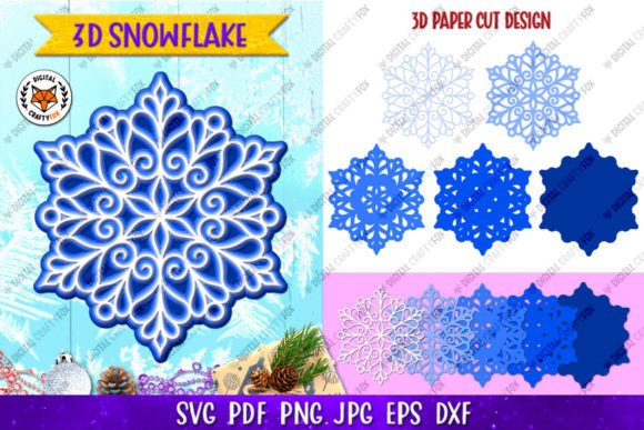 3D Snowflake SVG: Laser Cutting for Winter Christmas