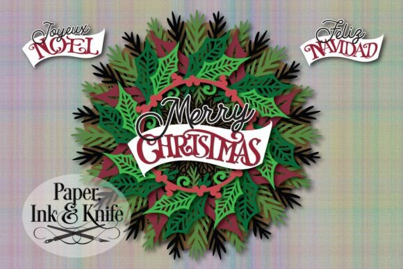 3D SVG Christmas Wreath for Editorial Design