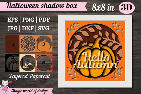 3D SVG Fall Shadow Box for Home Décor Branding