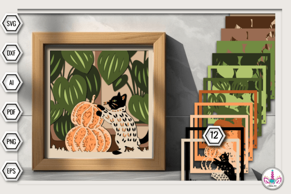 Cat with Pumpkin 3D Shadow Box Template Review