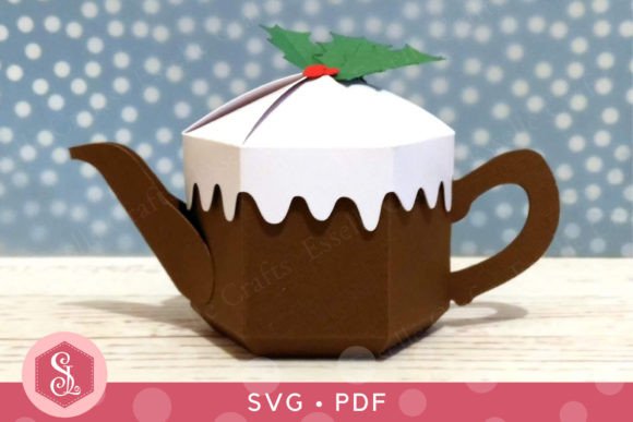 Christmas Pudding Teapot Box 3D SVG Shapes