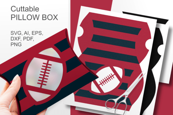 Deep Blue Red Rugby Window Pillow Box 3D SVG Shapes