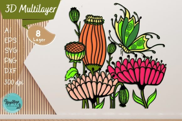 Flowers Multilayer 3D SVG: Shapes for Modern Branding
