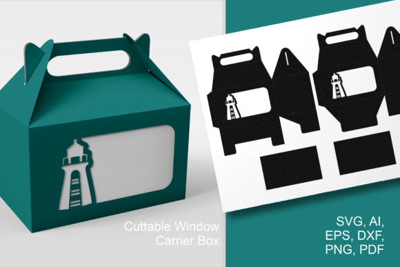 Lighthouse 2 Gable Favor Box: 3D SVG Gift Boxes