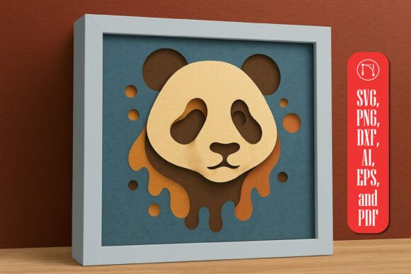 Panda Face 3D SVG for Shadow Boxes & Branding