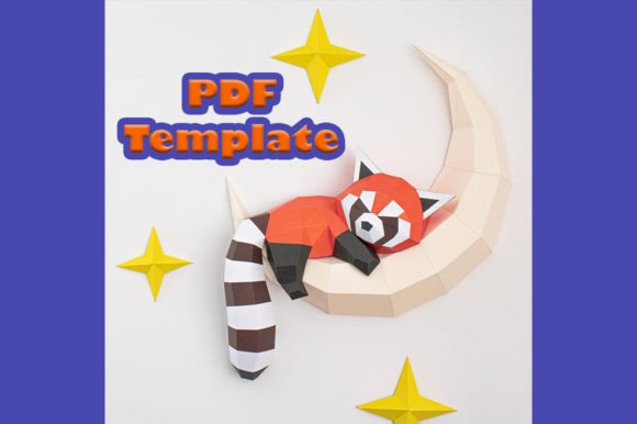 Red Panda on the Moon PDF Template: 3D SVG Asset Review